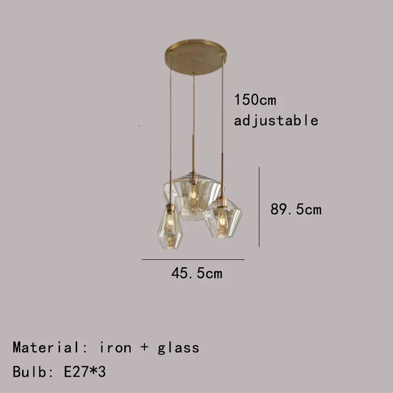 DecorBites™ Gray Amber Glass Pendant Lamp for Home and Office Lighting