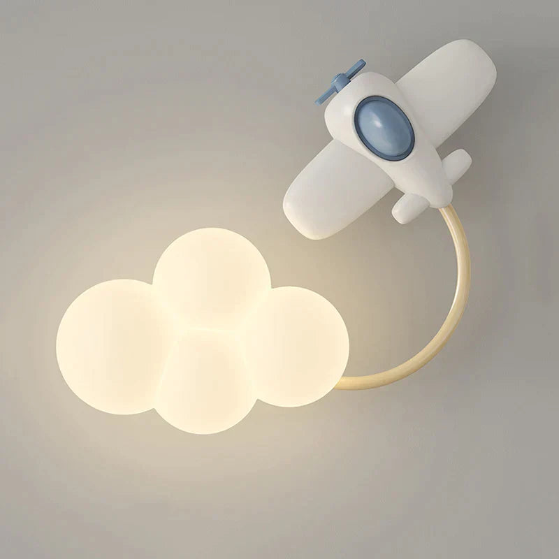 DecorBites™ Kids Airplane Wall Light with Rainbow Kite Design