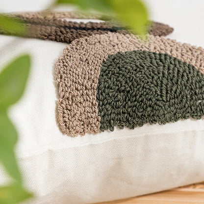 DecorBites™ Geometric Embroidery Tassel Cushion Cover - Grey White Simple Loop Tufted Pillow