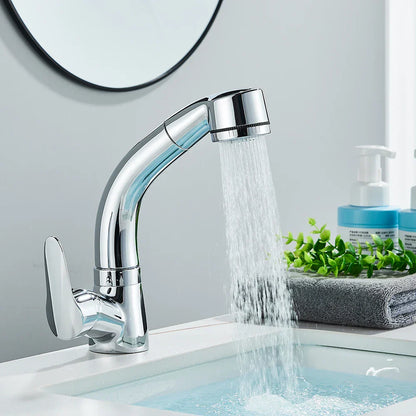 DecorBites™ Lift-Up Bathroom Sink Faucet Chrome Finish 360-degree Rotation Water Mixer
