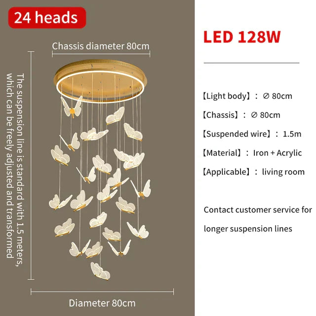 Decorbites™ Gold-LED-Schmetterlingsanhängerleuchten für Zuhause, Treppenhaus, Wohnzimmer, Schlafzimmer-Kronleuchter
