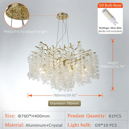 DecorBites™ Golden Money Tree Crystal Chandelier for Elegant Home Décor