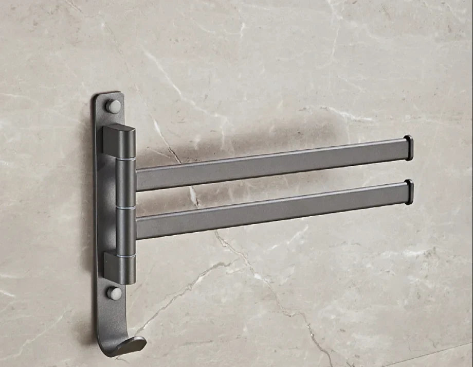 Decorbites™ Grauer Aluminium-Drehhandtuchhalter: Wandmontierter klappbarer Badehandtuchhalter