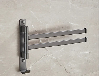 Decorbites™ Grauer Aluminium-Drehhandtuchhalter: Wandmontierter klappbarer Badehandtuchhalter