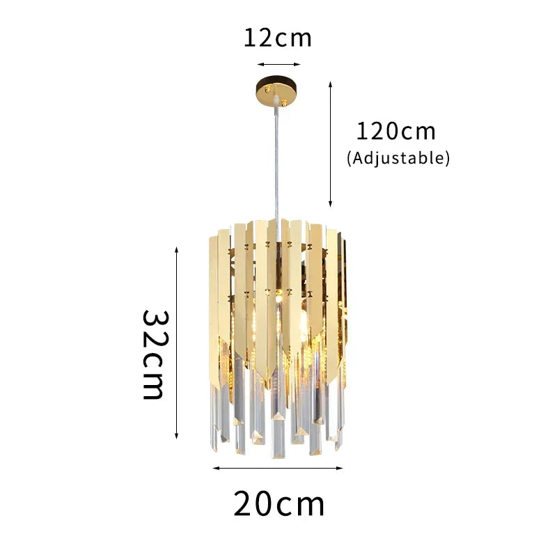 Gold Crystal LED Chandelier K9 3-Head Dia20cm