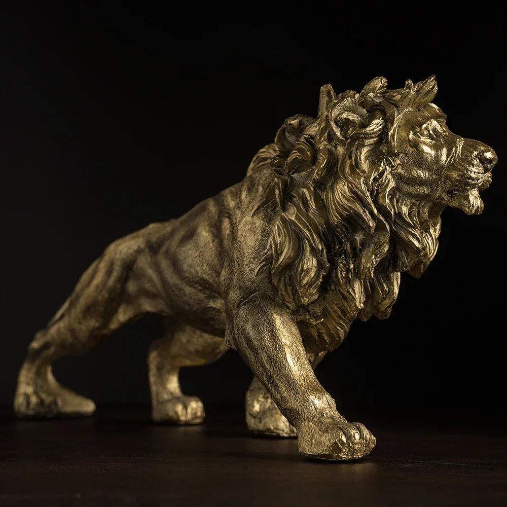 DecorBites™ Golden Lion King Figurine: Modern Office & Home Decor Statue