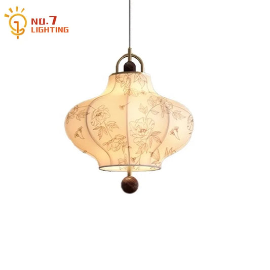 "DecorBites™ Wabi-sabi Retro Pendelleuchten LED E27 Stoff Kunst Hängelampe für die Heimdekoration"
