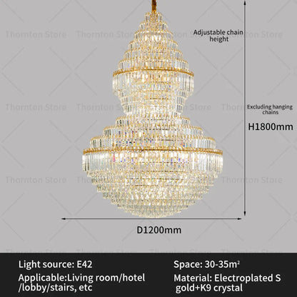 Decorbites™ Kristall-Hohlraum-Kronleuchter für luxuriöses Wohnzimmer und Treppenlampen
