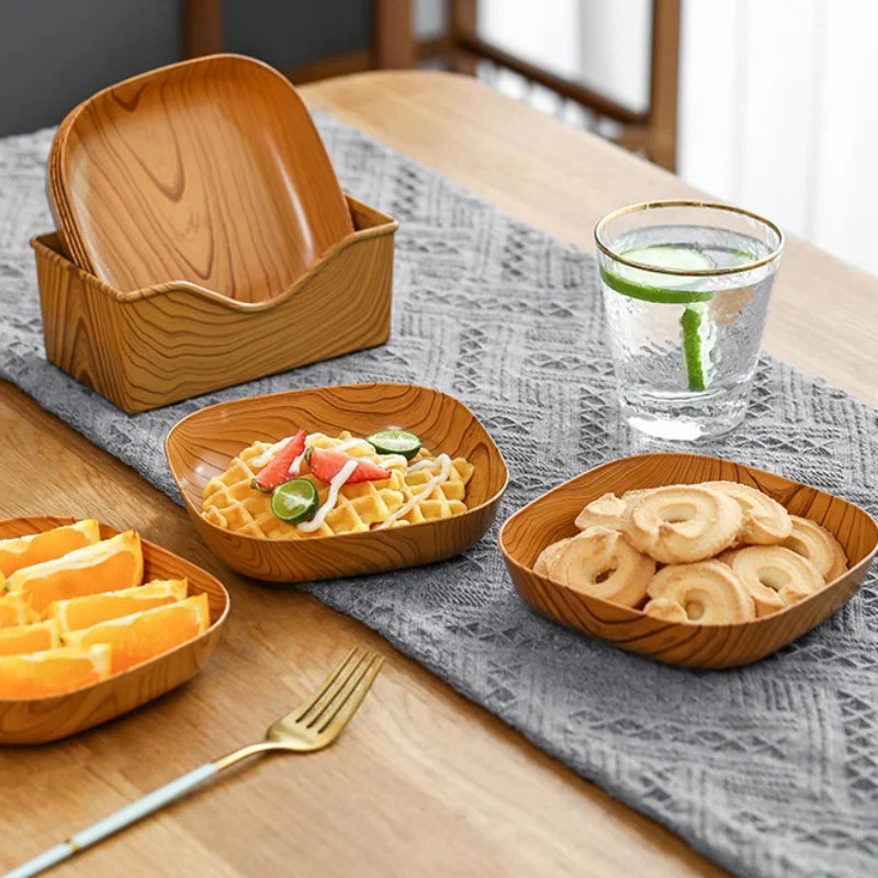 Decorbites™ Imitationsholz-Snackteller-Gerichtstablett für Sushi-Frühstück-getrocknete Früchte