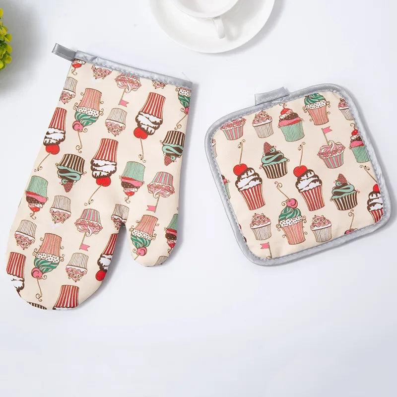Decorbites™ Baumwoll-Küchen-Back-Mikrowellen-Handschuhe für hitzebeständige Back-Ofensicherheit