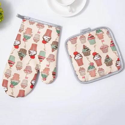 Decorbites™ Baumwoll-Küchen-Back-Mikrowellen-Handschuhe für hitzebeständige Back-Ofensicherheit