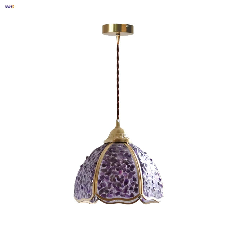 DecorBites™ Crystal Glass LED Pendant: Tiffany Style Hanging Light for Living Room