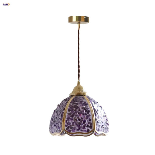 DecorBites™ Crystal Glass LED Pendant: Tiffany Style Hanging Light for Living Room
