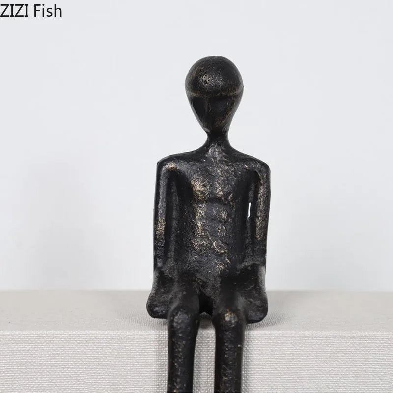 Decorbites™ Schwarze Charakter-Metallstatue Schreibtisch-Dekoration Skulptur Heimdekoration Figur Kunstwerk