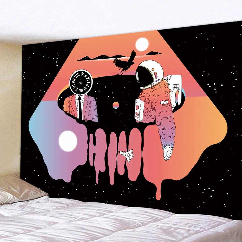DecorBites™ Futuristic Astronaut Tapestry Wall Hanging - Boho Room Decor for Hip Beach Vibe