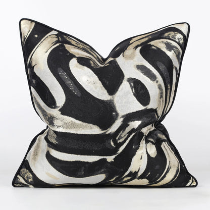 DecorBites™ Jacquard High-end Cushion Cover 45x45cm Black Gold Decorative Pillowcase