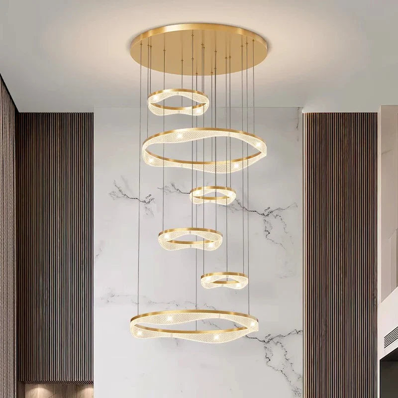 Modern Sculptural Ring Pendant Light Chandelier