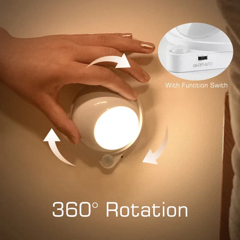 DecorBites™ 360° Rotating Magnet Night Light USB Charging Wall Lamp for Bedroom Closet