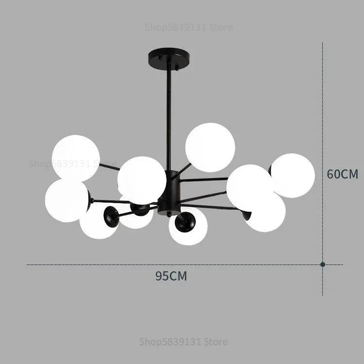 Decorbites™ Glas-Kugelleuchter Moderner Nordischer Kronleuchter LED Wohnzimmer-Dekoration