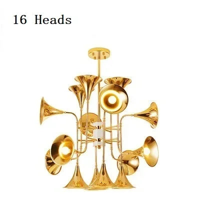 Decorbites™ Gold Trompetten-Anhänger-Kronleuchter | Modern Retro Vintage Horn Stehlampe
