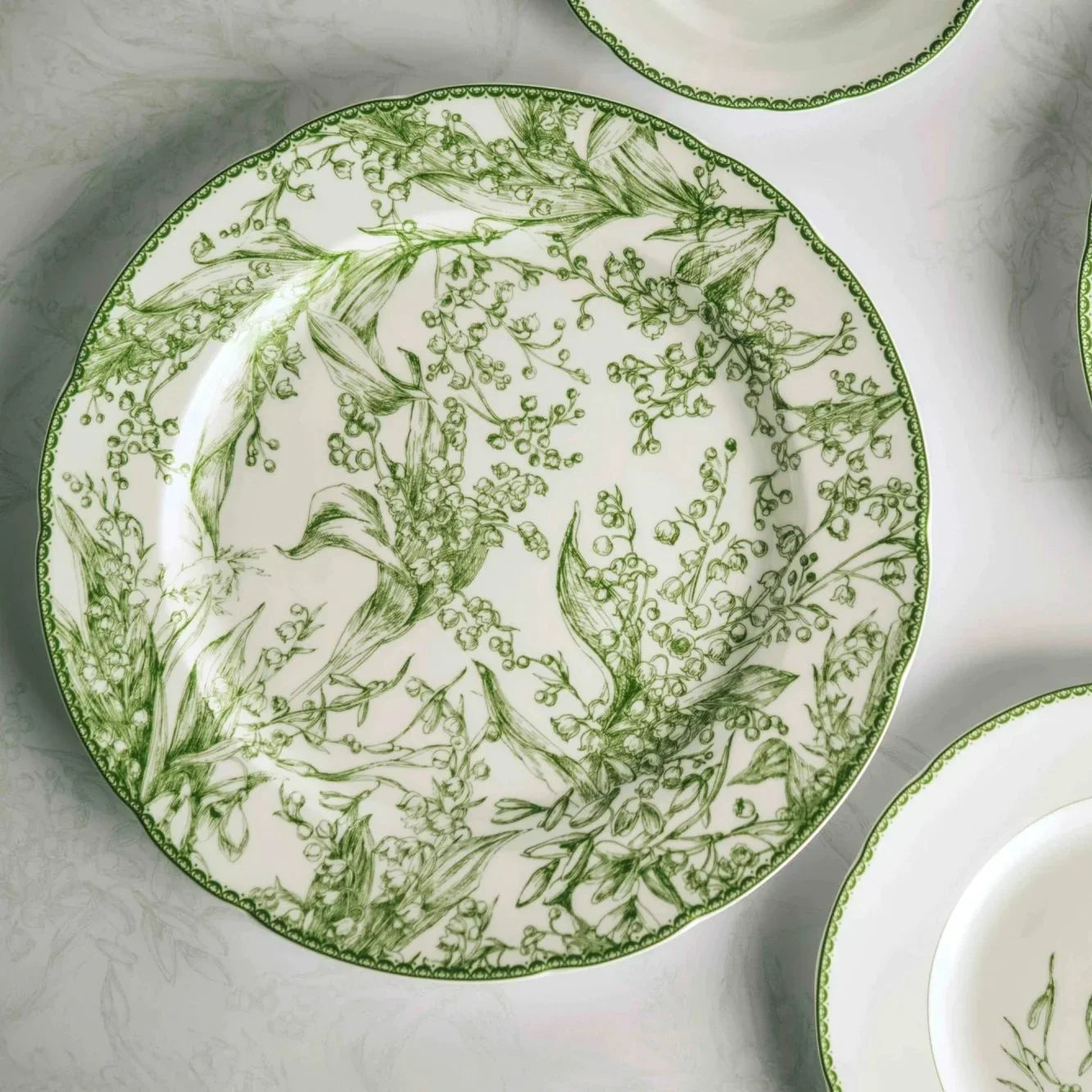Green Floral Dinner Plate