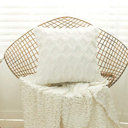 DecorBites™ Geometric Diamond Pattern Plush Cushion Cover for Stylish Home Decor