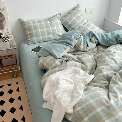 Decorbites™ Japanischer Stil Baumwollbedrucktes 4-teiliges Bettwäsche-Set mit beidseitigem Design