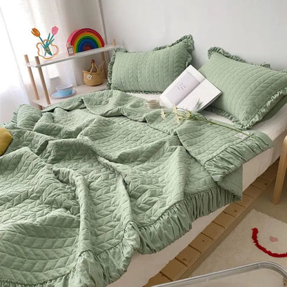 Decorbites™ Koreanischer Stil gewaschene einfarbig gequiltete Decke für Sommer-Bettüberwurf