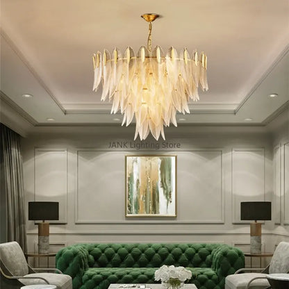 Decorbites™ Blatt-Glas-Hängeleuchte: Moderner Luxus-Kristall-Aufhänger für Wohnzimmer, Restaurant, Schlafzimmer.