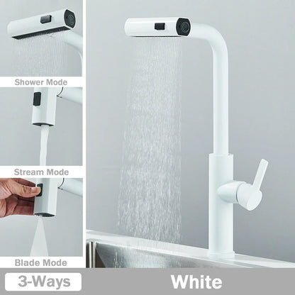 Decorbites™ 3-Funktionen-Küchenarmatur - Flexibler herausziehbarer Mischbatterie mit 360° Drehsprüher