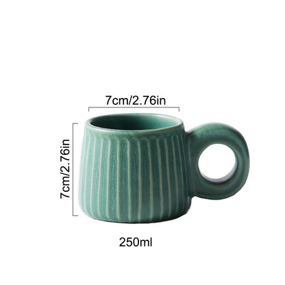 Decorbites™ Handgefertigte nordische Keramik-Tasse mit Ringgriff – Retro-Stil