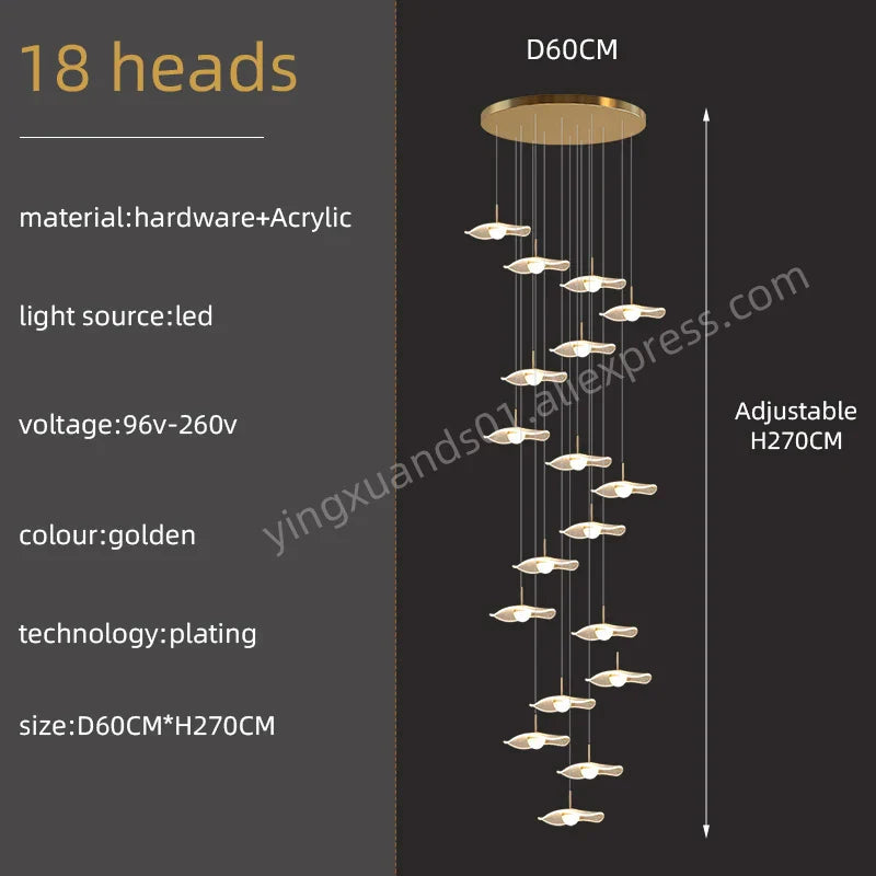 Gold Acrylic LED Pendant Lamp