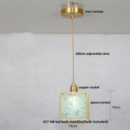 Decorbites™ Kupfer-Walnuss-LED-Pendantleuchte Kristallglas-Hängeleuchte
