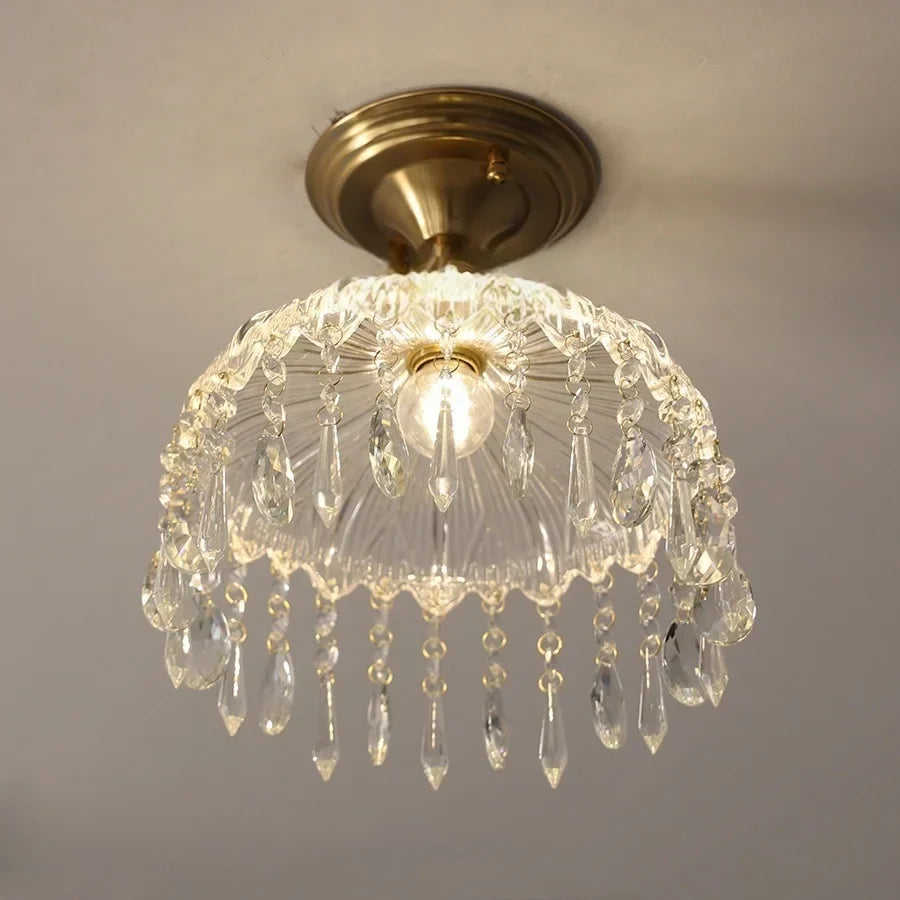 DecorBites™ Glass Grid LED Ceiling Lamp: Luxury Crystal Nordic Copper Ceiling Lights
