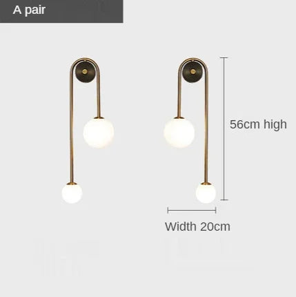 Decorbites™ Glas-Kugelleuchte LED-Wandlampe: Moderne runde goldene Eisenleuchte für Schlafzimmer, Wohnzimmer