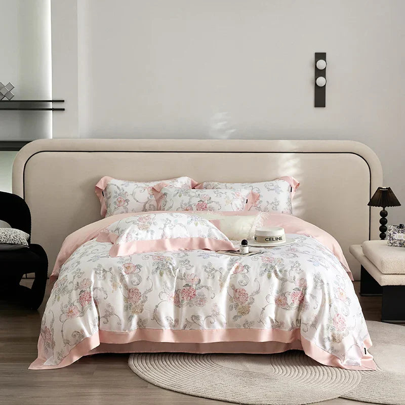 DecorBites™ Eucalyptus Fiber Bedding Set: Duvet Cover, Bed Sheet, Fitted Sheet, Pillowcases