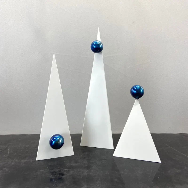 DecorBites™ Geometric Triangle Blue Ball Ornament: Abstract Decorative Figurine