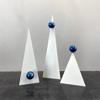 DecorBites™ Geometric Triangle Blue Ball Ornament: Abstract Decorative Figurine