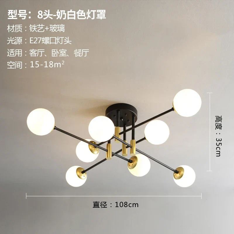 DecorBites™ Glass Ball LED Chandelier Ceiling Light for Living Room and Kitchen