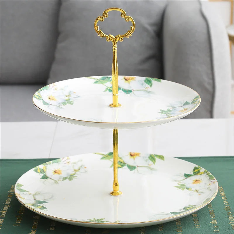 DecorBites™ Green Flowers Ceramic Cup & Saucer Set for Coffee, Tea, Juice, and More