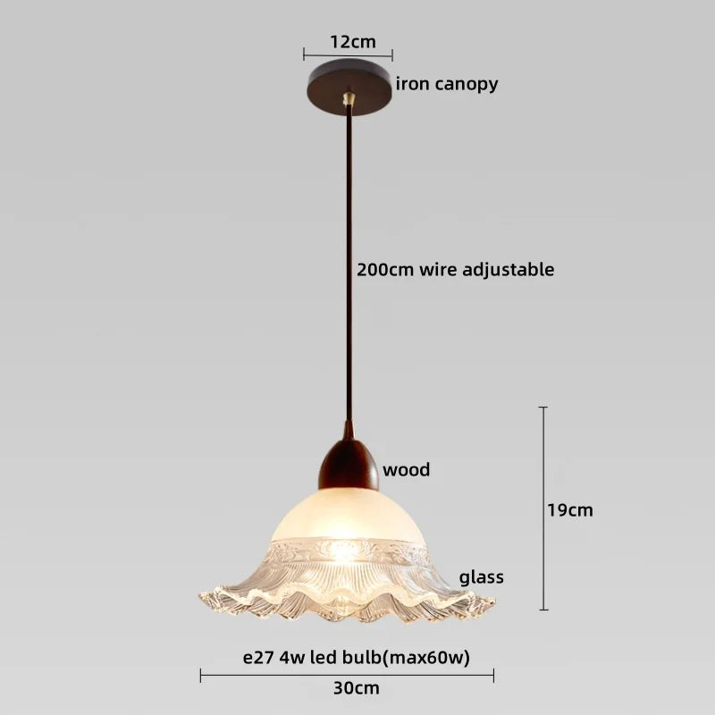 Nordic Glass Wood Pendant Light