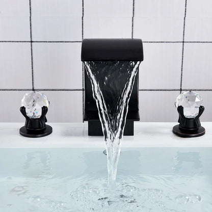 Decorbites™ Kristall-Wasserfall-Waschbeckenarmatur mit breitem Auslauf für Badezimmerwaschbecken – Heiß und Kalt