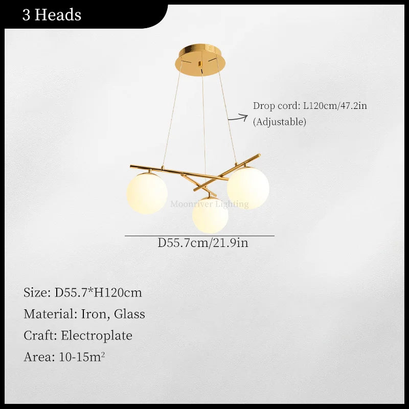 Decorbites™ Französischer Glasball-Lüster Vintage LED-Deckenpendellampe