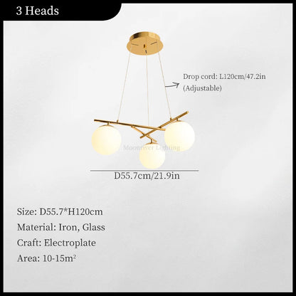 Decorbites™ Französischer Glasball-Lüster Vintage LED-Deckenpendellampe