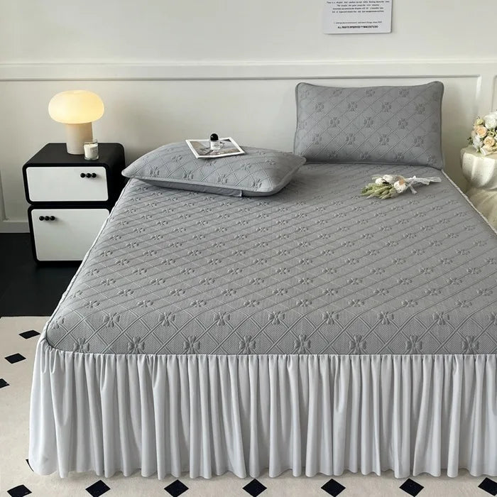 Decorbites™ Ice Bean Jacquard Bettrock-Set - 3 Teile, Sommergewaschene Matratzenauflage