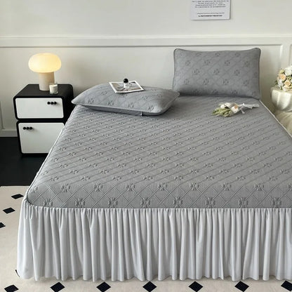 Decorbites™ Ice Bean Jacquard Bettrock-Set - 3 Teile, Sommergewaschene Matratzenauflage