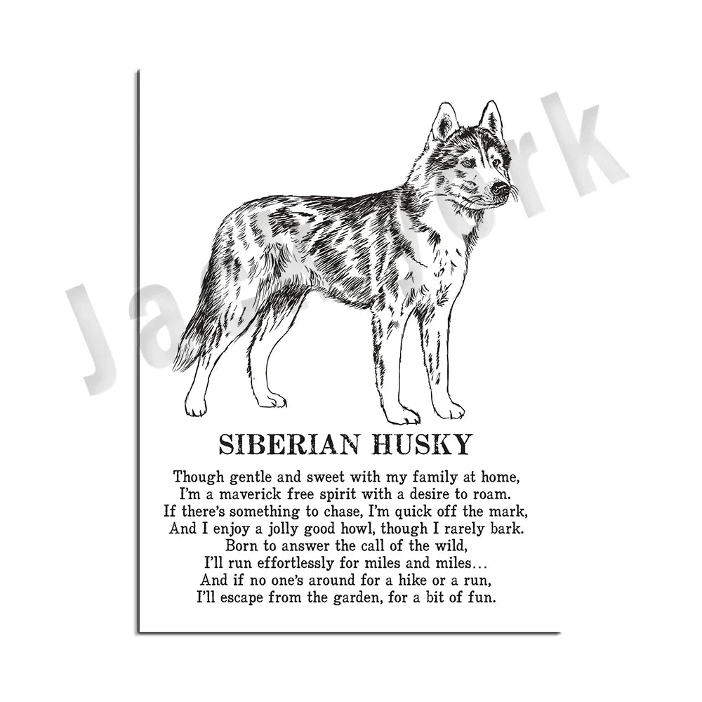Decorbites™ Hunderassens-Gedichtposter-Sammlung: Vizsla, Pomeranian, Manchester Terrier und mehr