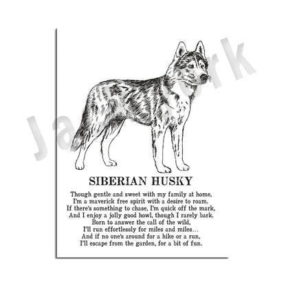 Decorbites™ Hunderassens-Gedichtposter-Sammlung: Vizsla, Pomeranian, Manchester Terrier und mehr