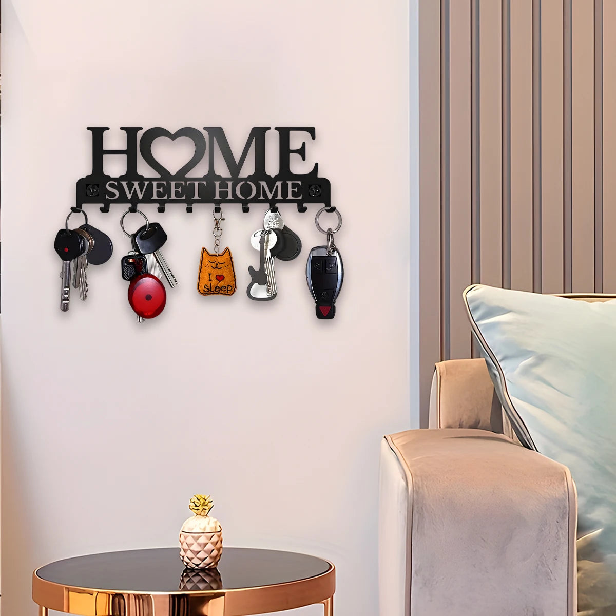 Black Metal Keys Holder With 10 Hooks