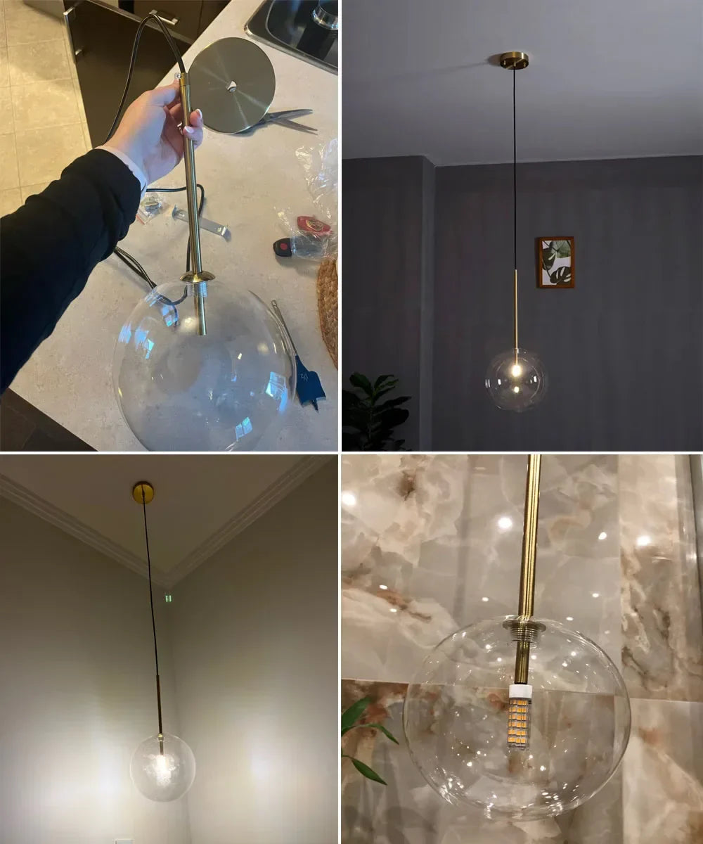 Decorbites™ Klares Glas-Chandelier-Pendant-Lampe Vintage Nordisch Glasball-Hängeleuchte